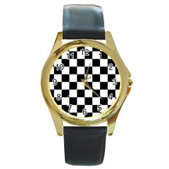 Pattern-box Box Round Gold Metal Watch by nate14shop