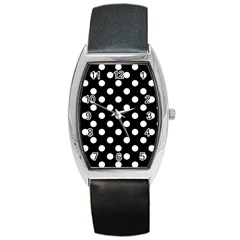 Polka-02 White-black Barrel Style Metal Watch by nate14shop