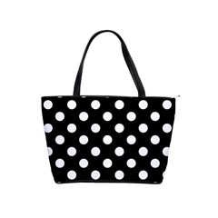 Polka-02 White-black Classic Shoulder Handbag by nate14shop