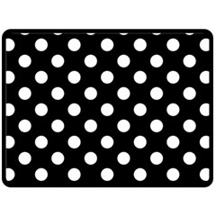 Polka-02 White-black Fleece Blanket (large)  by nate14shop