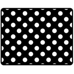 Polka-02 White-black Double Sided Fleece Blanket (medium)  by nate14shop