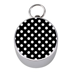 Polka-02 White-black Mini Silver Compasses by nate14shop