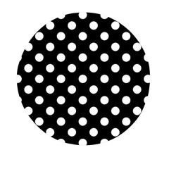 Polka-02 White-black Mini Round Pill Box by nate14shop