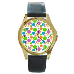 Polka-dot-callor Round Gold Metal Watch by nate14shop