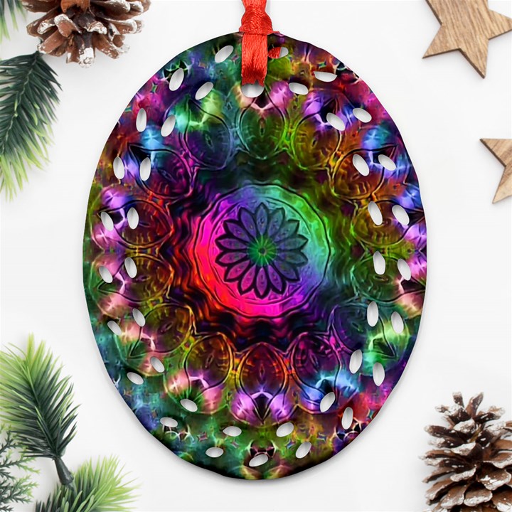 Pride Mandala Oval Filigree Ornament (Two Sides)