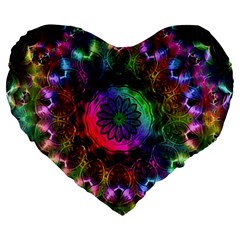 Pride Mandala Large 19  Premium Heart Shape Cushions by MRNStudios