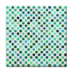 Polka-dot-green Tile Coaster by nate14shop