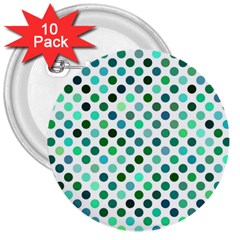 Polka-dot-green 3  Buttons (10 Pack)  by nate14shop