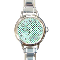 Polka-dot-green Round Italian Charm Watch by nate14shop