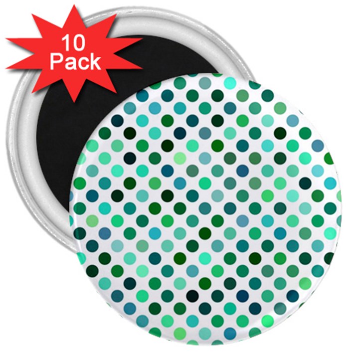 Polka-dot-green 3  Magnets (10 pack) 