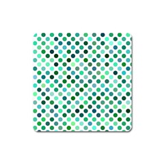 Polka-dot-green Square Magnet by nate14shop