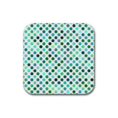 Polka-dot-green Rubber Coaster (square) by nate14shop