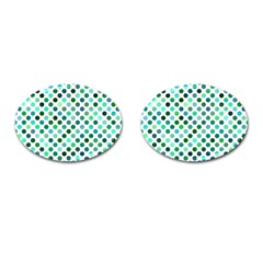 Polka-dot-green Cufflinks (oval) by nate14shop