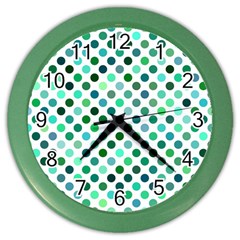 Polka-dot-green Color Wall Clock by nate14shop