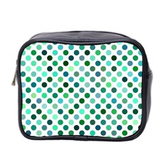 Polka-dot-green Mini Toiletries Bag (two Sides) by nate14shop