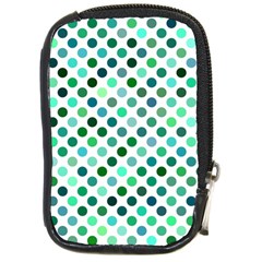 Polka-dot-green Compact Camera Leather Case