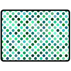 Polka-dot-green Fleece Blanket (large)  by nate14shop