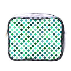 Polka-dot-green Mini Toiletries Bag (one Side) by nate14shop