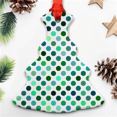 Polka-dot-green Christmas Tree Ornament (two Sides) by nate14shop