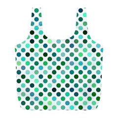 Polka-dot-green Full Print Recycle Bag (l) by nate14shop