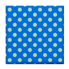 Polka-dots-blue Tile Coaster by nate14shop