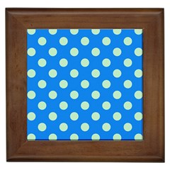 Polka-dots-blue Framed Tile