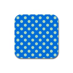 Polka-dots-blue Rubber Square Coaster (4 pack)