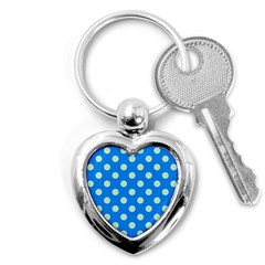 Polka-dots-blue Key Chain (Heart)