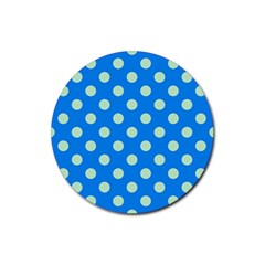 Polka-dots-blue Rubber Coaster (Round)