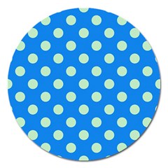 Polka-dots-blue Magnet 5  (Round)