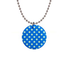 Polka-dots-blue 1  Button Necklace