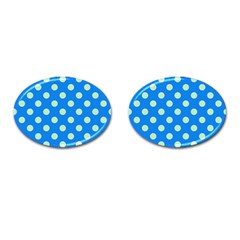 Polka-dots-blue Cufflinks (Oval)