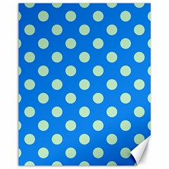 Polka-dots-blue Canvas 11  x 14 