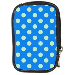 Polka-dots-blue Compact Camera Leather Case