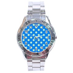 Polka-dots-blue Stainless Steel Analogue Watch