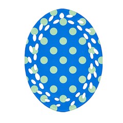 Polka-dots-blue Ornament (oval Filigree) by nate14shop