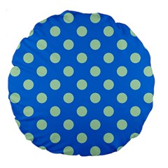 Polka-dots-blue Large 18  Premium Round Cushions