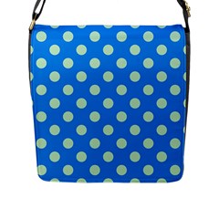 Polka-dots-blue Flap Closure Messenger Bag (L)