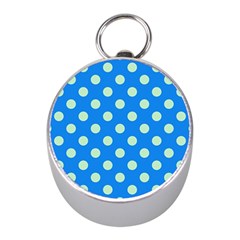 Polka-dots-blue Mini Silver Compasses