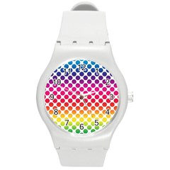 Polka-dots-callor Round Plastic Sport Watch (m) by nate14shop