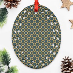 Polka-dots-gray Oval Filigree Ornament (two Sides) by nate14shop