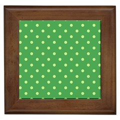 Polka-dots-green Framed Tile by nate14shop