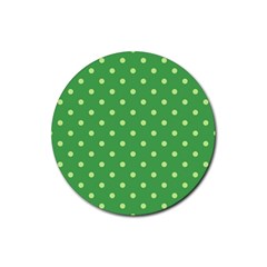 Polka-dots-green Rubber Coaster (round) by nate14shop