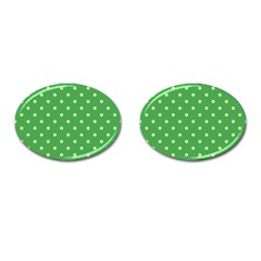 Polka-dots-green Cufflinks (oval) by nate14shop