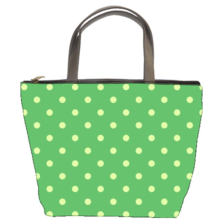 Polka-dots-green Bucket Bag