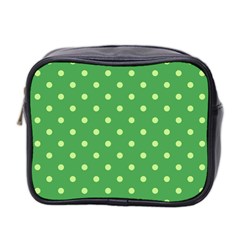 Polka-dots-green Mini Toiletries Bag (two Sides) by nate14shop