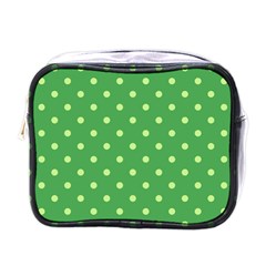 Polka-dots-green Mini Toiletries Bag (one Side) by nate14shop