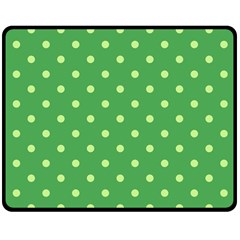 Polka-dots-green Double Sided Fleece Blanket (medium)  by nate14shop