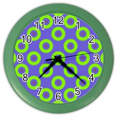 Polka-dots-green-blue Color Wall Clock by nate14shop