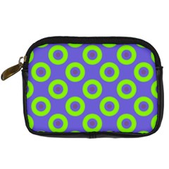 Polka-dots-green-blue Digital Camera Leather Case by nate14shop